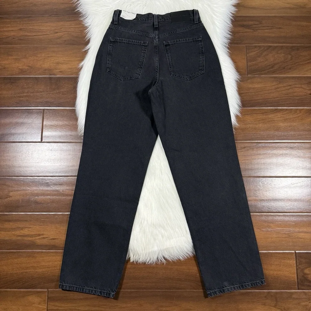 NEW We the Free People‎ Women's Size 24 Washed Black Cora Slouchy Denim Jeans